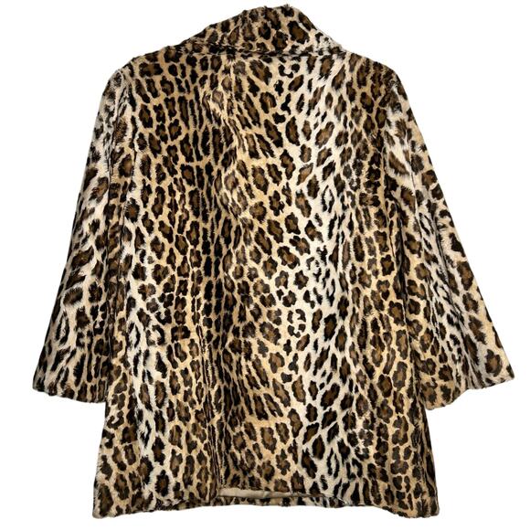 Graham & Spencer Leopard Faux Fur Pullover Sweater Women's Small Brown Cowl Neck - Picture 2 of 5